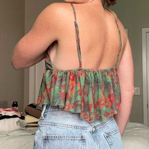 Green flowy floral top